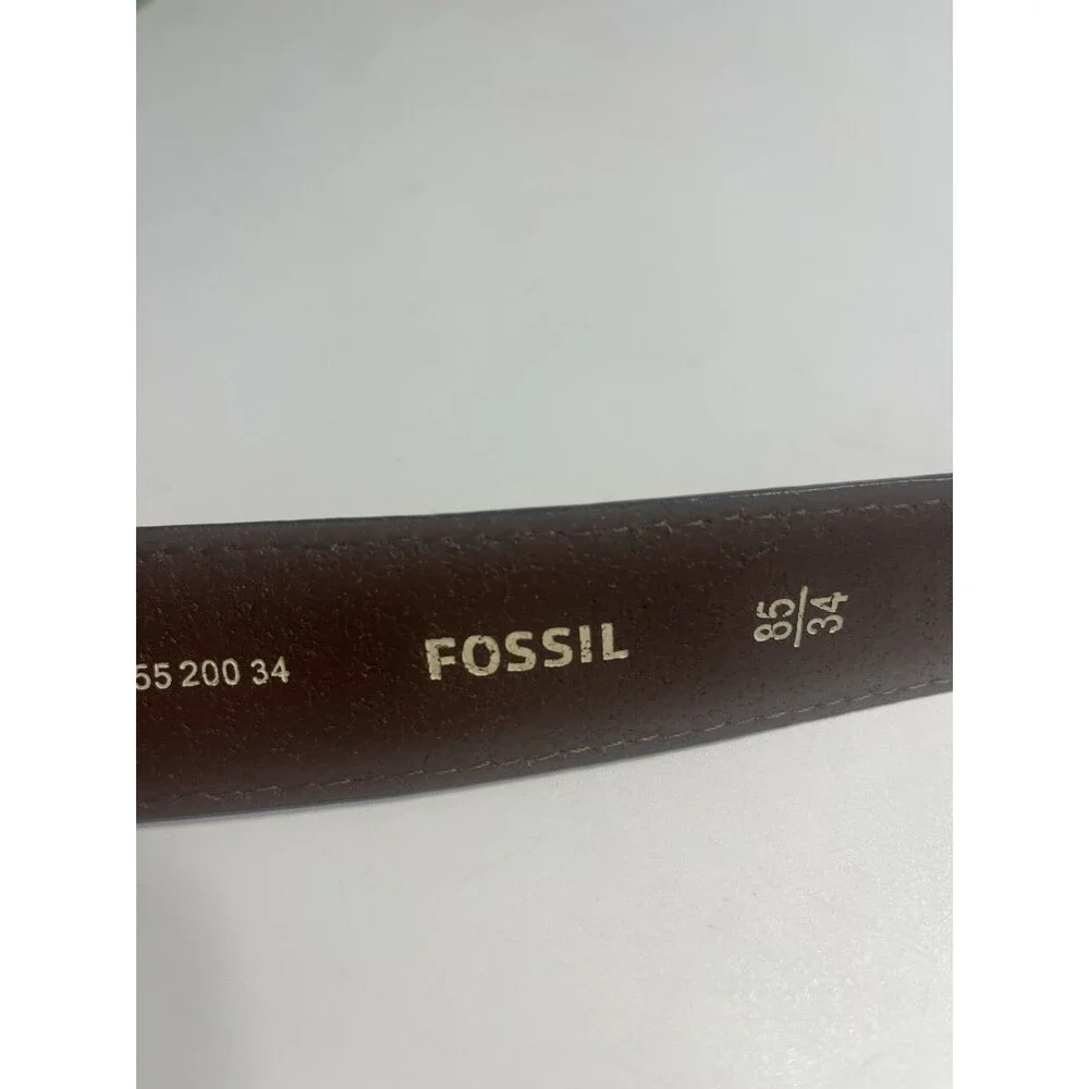Fossil Dress Belt Brown Sz 34 Genuine Leather Stitching